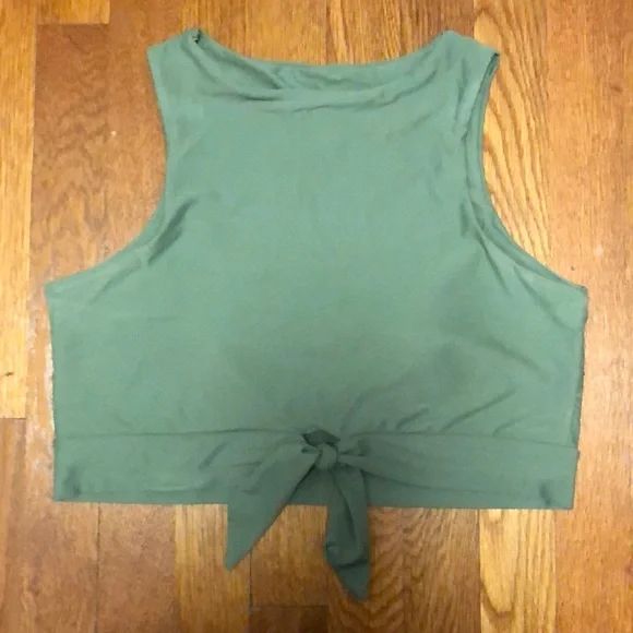 Knot Hem Sage Swimsuit Top by SHEIN, size Large - Picture 2 of 5